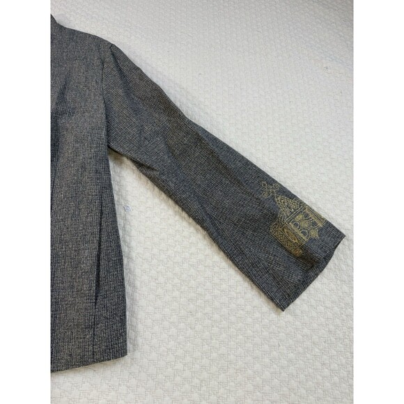 Dries Van Noten Jacket Embellished Cuffs Linen Blend‎ | Gray | Women's Size 44 M - Picture 4 of 13